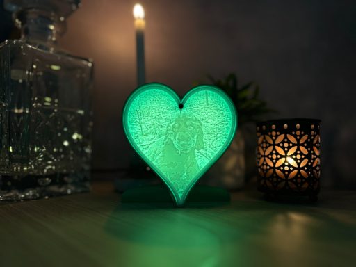 Luminez Hartjeslamp Groen Met Voorbeeld Foto Huisdier Vaste Kleur
